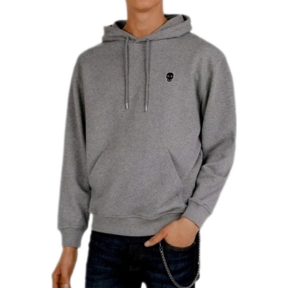The Kooples Paris Skull Patch Gray Hoodie S